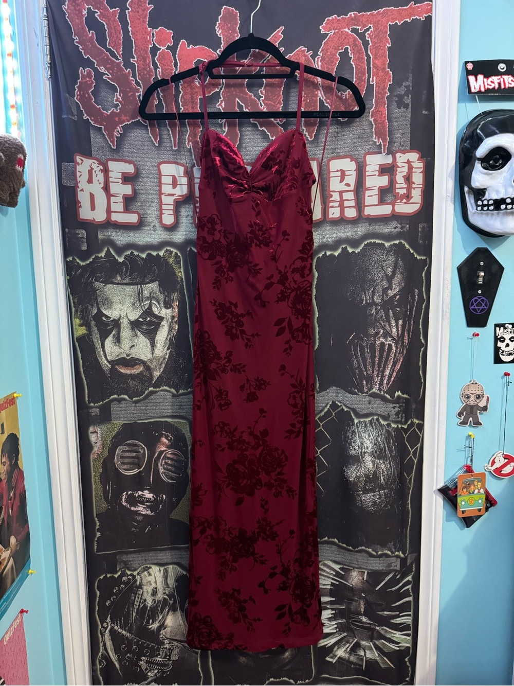 Garage Elegant Burgundy Floral Slip Dress